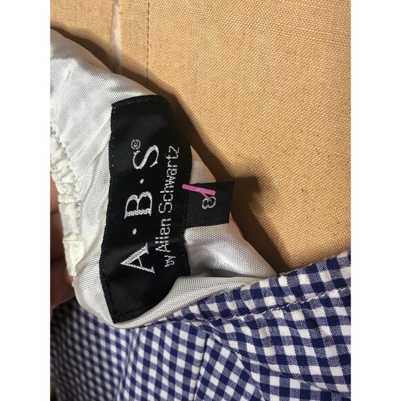 Y2K ALLEN B SCHWARTZ GINGHAM Off Shoulder Puff Sleeve Dress W/Adjustable Tie S-M - Picture 8 of 10